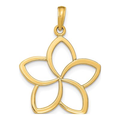 14K Yellow Gold Plumeria Flower Pendant