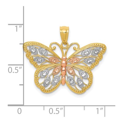 14K Yellow Gold Diamond-Cut Butterfly Pendant – view 4