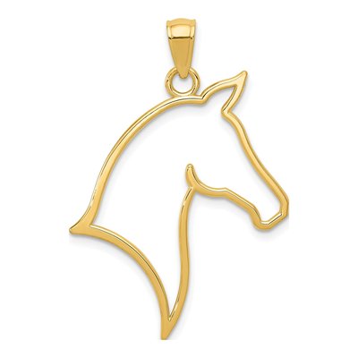 14K Yellow Gold Horse Head Pendant