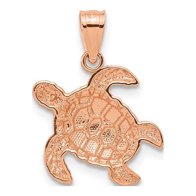 14K Rose Gold Diamond-Cut Turtle Pendant – view 4