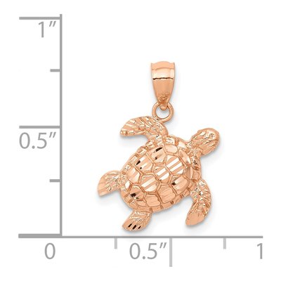 14K Rose Gold Diamond-Cut Turtle Pendant – view 5