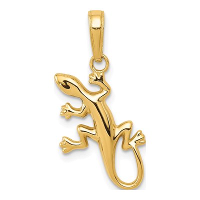14K Yellow Gold Gecko Pendant