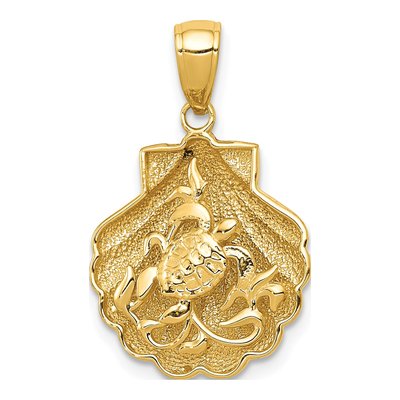 14K Yellow Gold Sea Turtle Shell Pendant