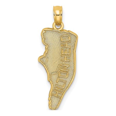 14K Yellow Gold Hilton Head Map Pendant