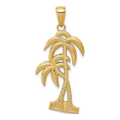 14K Yellow Gold Palm Trees Pendant