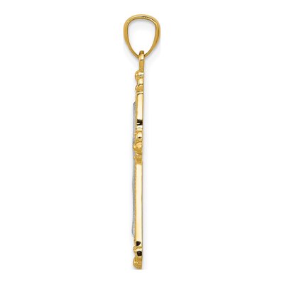 14K Yellow Gold Diamond-Cut Cross Pendant – view 3