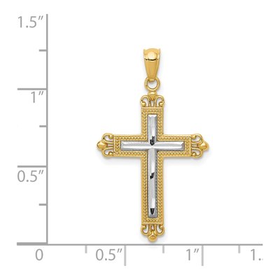 14K Yellow Gold Diamond-Cut Cross Pendant – view 4