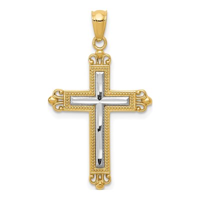 14K Yellow Gold Diamond-Cut Cross Pendant