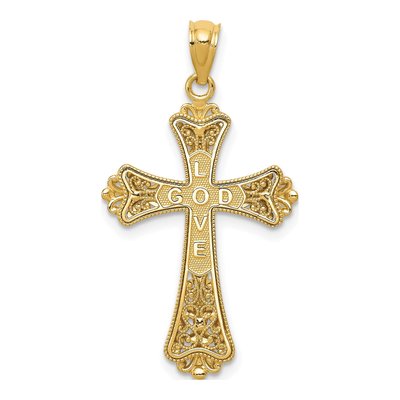 14K Gold & Rhodium Reversible GOD LOVE Cross Pendant – view 5
