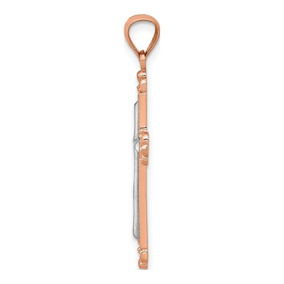 14K Rose Gold Fleur de Lis Cross Pendant – view 3