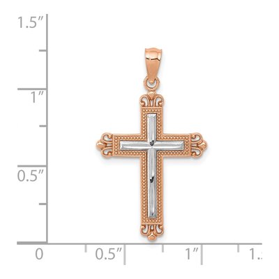 14K Rose Gold Fleur de Lis Cross Pendant – view 4