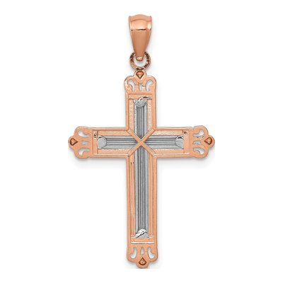 14K Rose Gold Fleur de Lis Cross Pendant – view 5