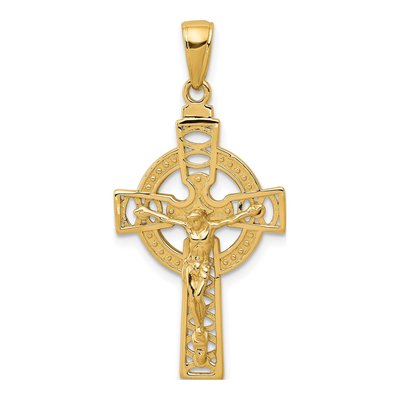 14K Yellow Gold Celtic Crucifix Pendant