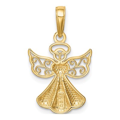 14K Yellow Gold Guardian Angel Heart Pendant – view 4