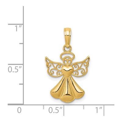 14K Yellow Gold Guardian Angel Heart Pendant – view 5