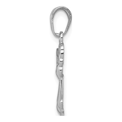 14K White Gold Guardian Angel Heart Pendant – view 3