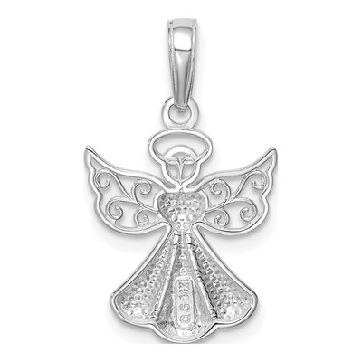 14K White Gold Guardian Angel Heart Pendant – view 4