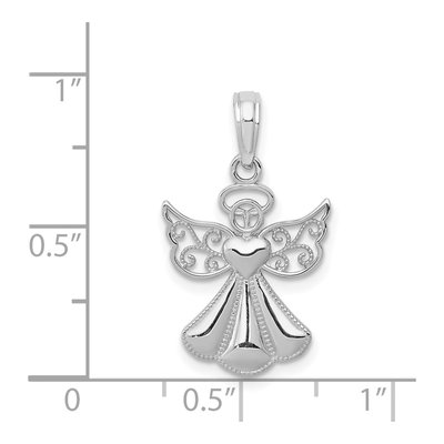 14K White Gold Guardian Angel Heart Pendant – view 5