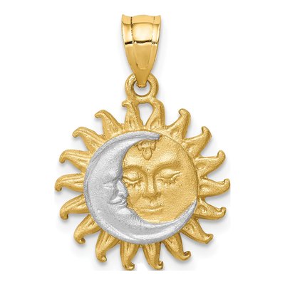 14K Yellow Gold Sun Moon Pendant