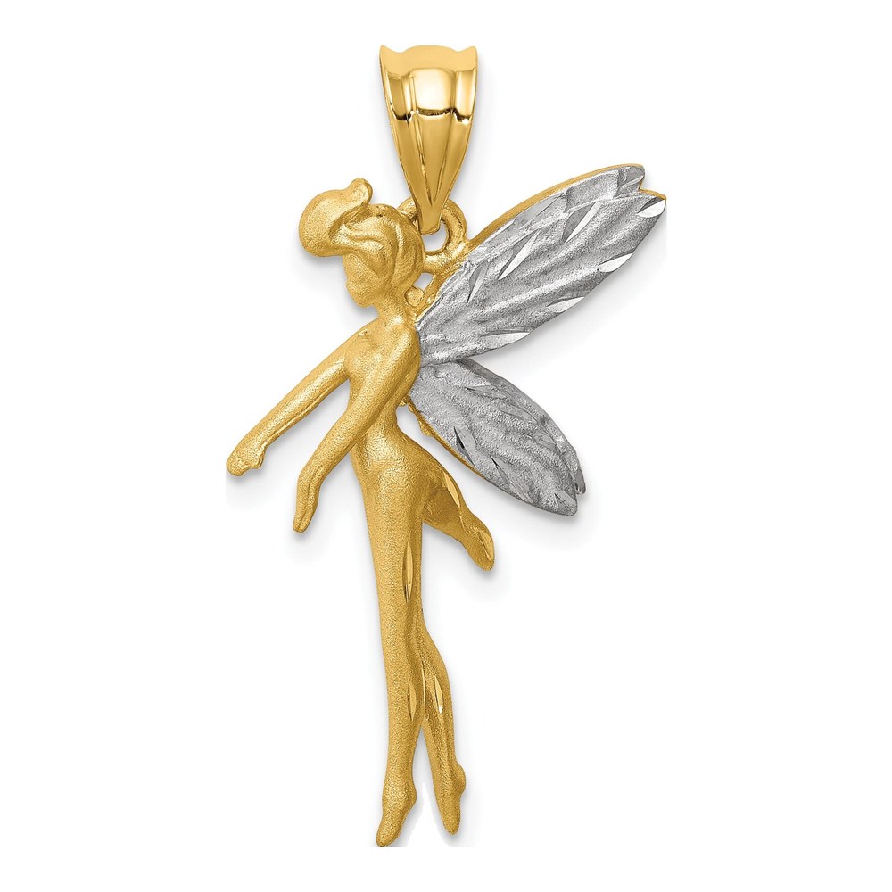14K Yellow Gold Diamond-Cut Fairy Pendant