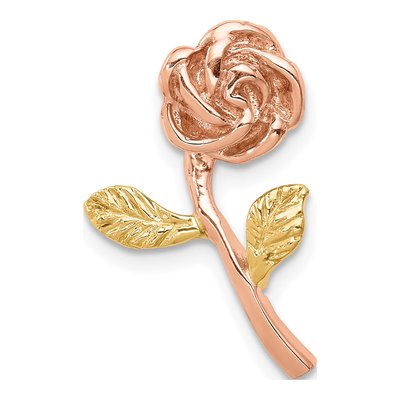 14K Two-Tone Gold Rose Chain Slide Pendant