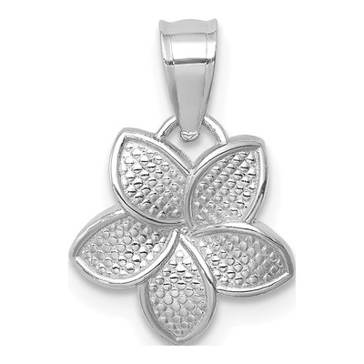 14K White Gold Mini Plumeria Pendant
