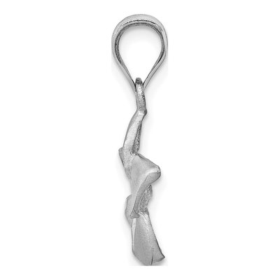 14K White Gold Diamond-Cut Plumeria Pendant – view 3