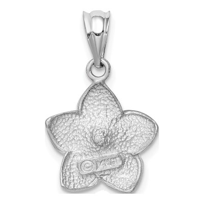 14K White Gold Diamond-Cut Plumeria Pendant – view 4