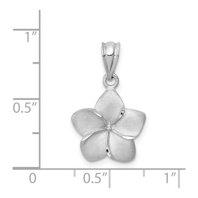 14K White Gold Diamond-Cut Plumeria Pendant – view 5