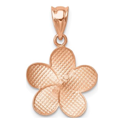 14K Rose Gold Diamond-Cut Plumeria Pendant – view 4