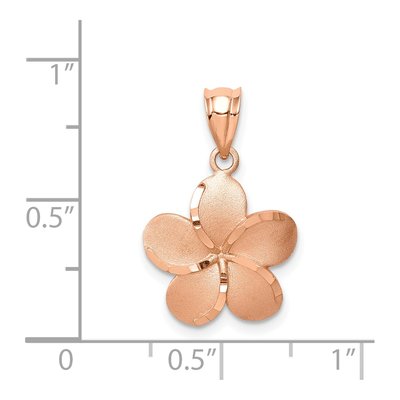 14K Rose Gold Diamond-Cut Plumeria Pendant – view 5