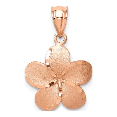 14K Rose Gold Diamond-Cut Plumeria Pendant