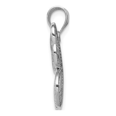 14K White Gold Diamond-Cut Butterfly Pendant – view 3