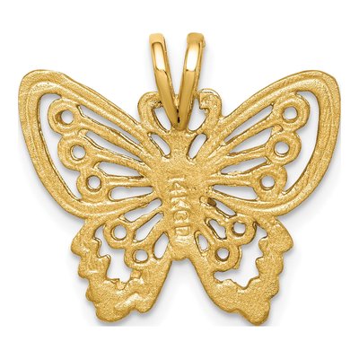 14K Yellow Gold Diamond-Cut Butterfly Pendant – view 4