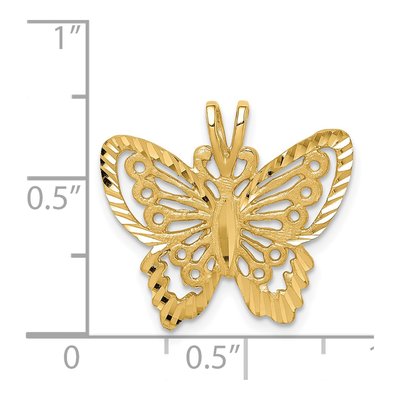 14K Yellow Gold Diamond-Cut Butterfly Pendant – view 5
