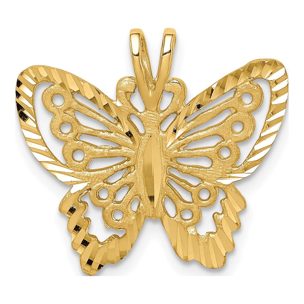14K Yellow Gold Diamond-Cut Butterfly Pendant