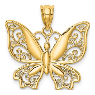 14K Yellow Gold Butterfly Pendant
