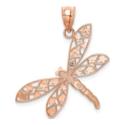 14K Rose Gold Filigree Dragonfly Pendant – view 4