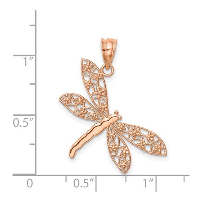 14K Rose Gold Filigree Dragonfly Pendant – view 5