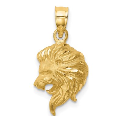 14K Yellow Gold Lion Head Pendant