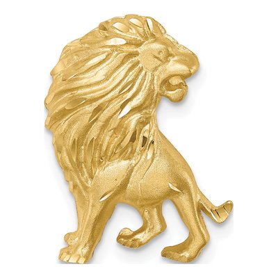 14K Yellow Gold Diamond-Cut Lion Slide Pendant