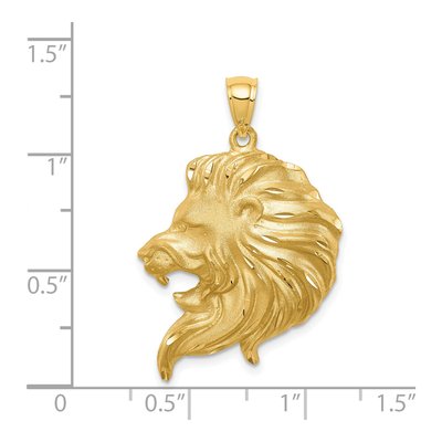 14K Yellow Gold Diamond-Cut Lion Head Pendant – view 5