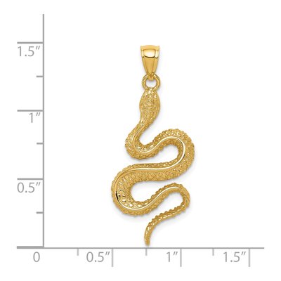 14K Yellow Gold Textured Snake Pendant – view 4