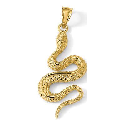 14K Yellow Gold Textured Snake Pendant – view 5