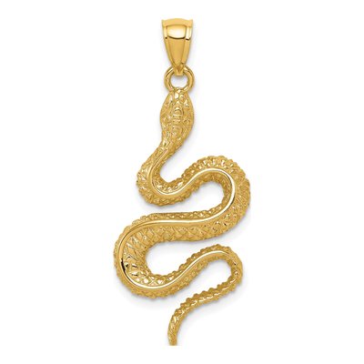 14K Yellow Gold Textured Snake Pendant