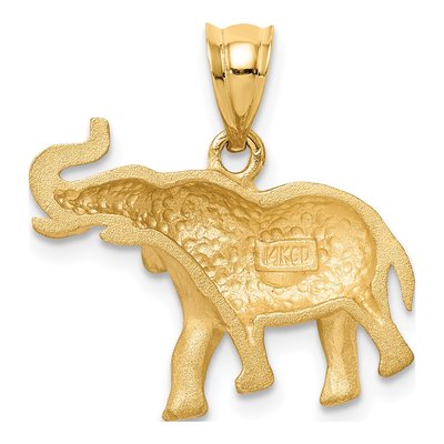 14K Yellow Gold Diamond-Cut Elephant Pendant – view 4