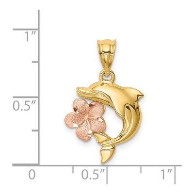 14K Two-Tone Gold Plumeria Dolphin Pendant – view 5
