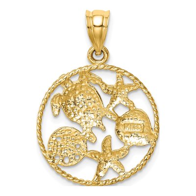 14K Yellow Gold Sealife Pendant – view 4