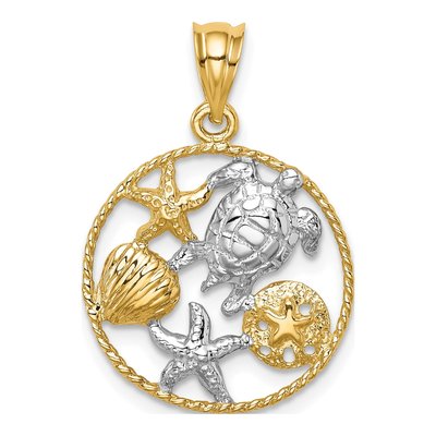 14K Yellow Gold Sealife Pendant