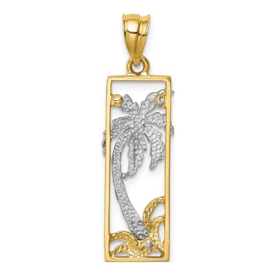 14K Two-Tone Gold Palm Tree Frame Pendant – view 4